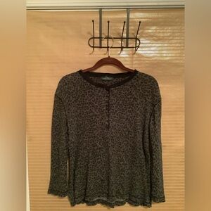 LRL~RALPH LAUREN~LEOPARD BLOUSE~LG